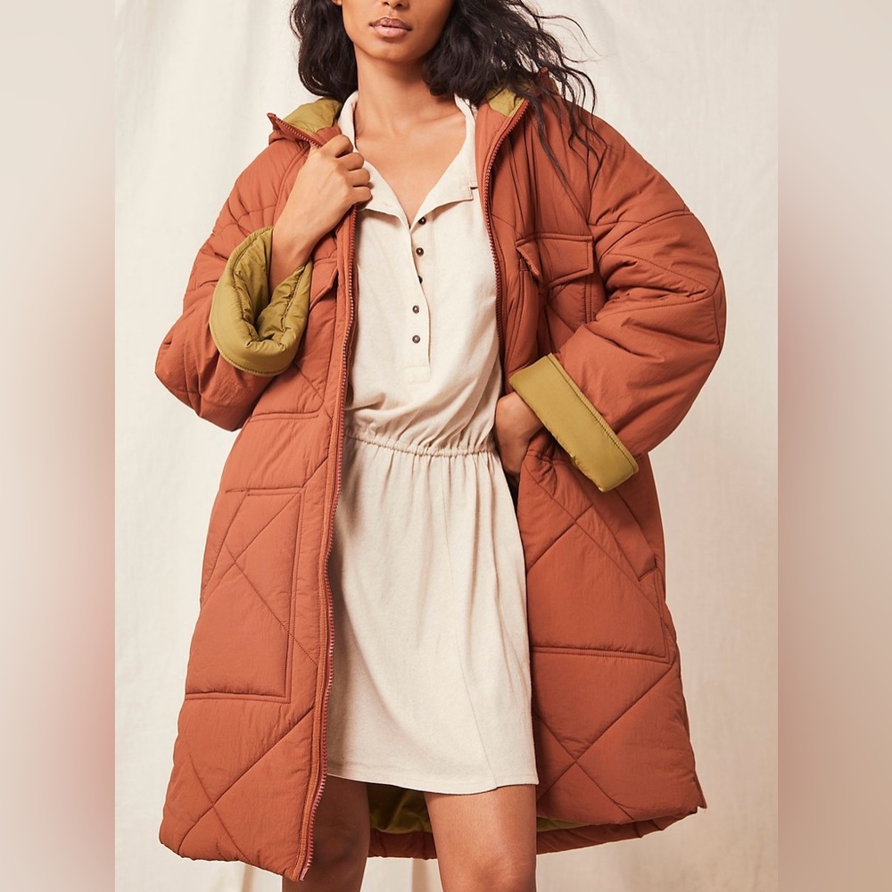 NWT Free people Kit Puffer Jacket size XS color terracotta orange brown